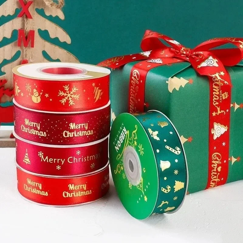 

Christmas Ribbon 25yards/roll 10mm 25mm Christmas Printed Ribbons for Cake Bouquet Gift Packing Decoration DIY Craft Supplies