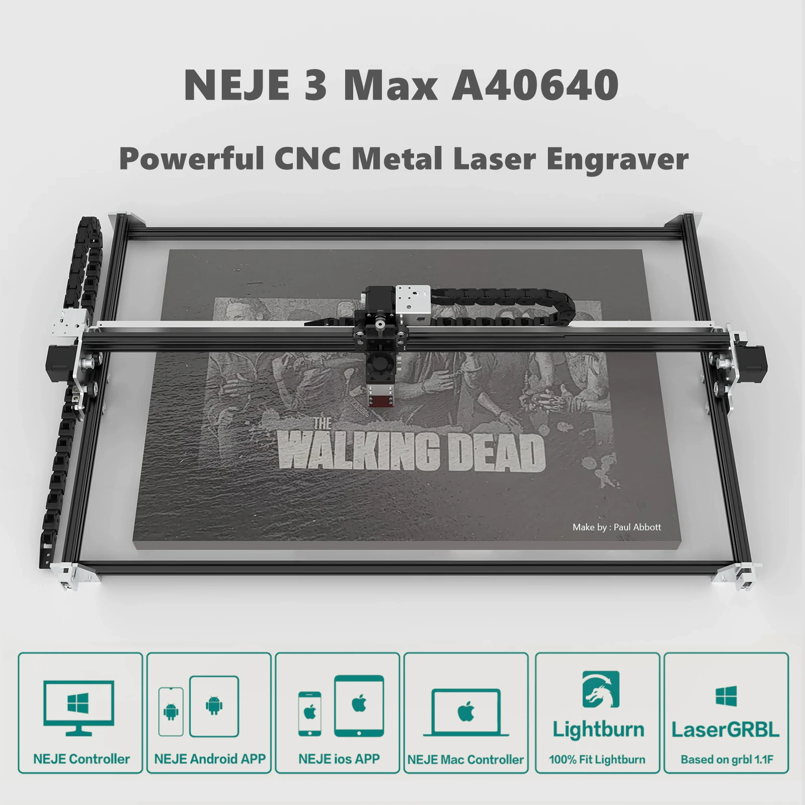 NEJE 3 Max A40640/E30130/N40630 CNC Laser Engraver Metal Engraving Machine Powerful 80W Laser Cutter Wood Cutting Print Tools