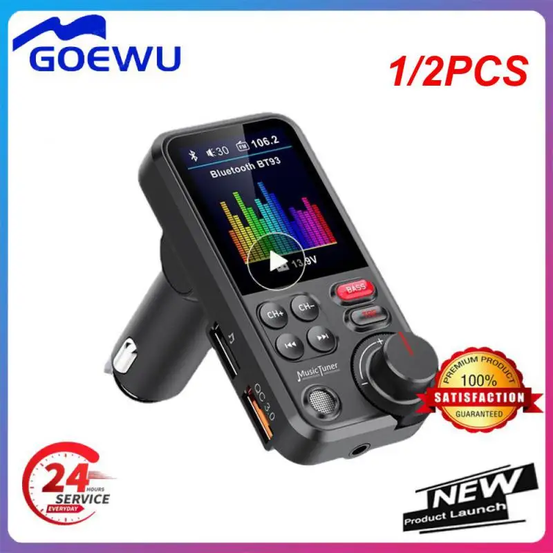 

1/2PCS Bluetooth Car Wireless FM Transmitter Radio Adapter Aux Supports QC3.0 Fast Charging Treble and Bass Car MP3 Music Player