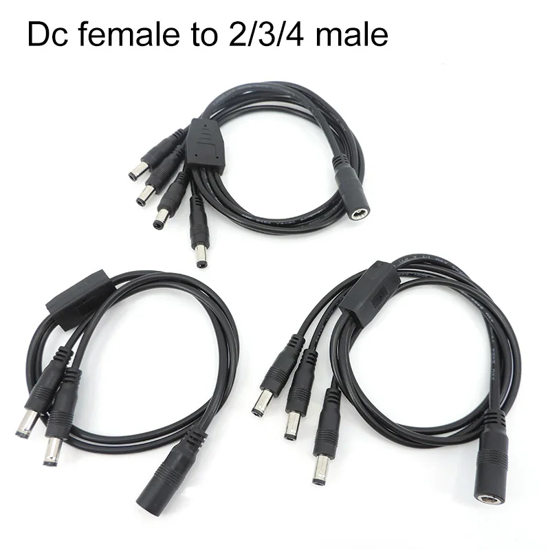 

1 DC Female To 2/3/4 way Male Splitter Connector Cable plug 45cm 5.5x2.5mm 5A Power supply Cord adapter for LED Strip Camera r1