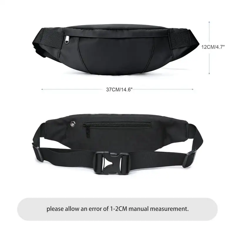 Fashionable Waterproof Black Multi Color Crossbody Waist Fanny Belt Bag for Women Sling Sports Bag with Headphone Jack Men