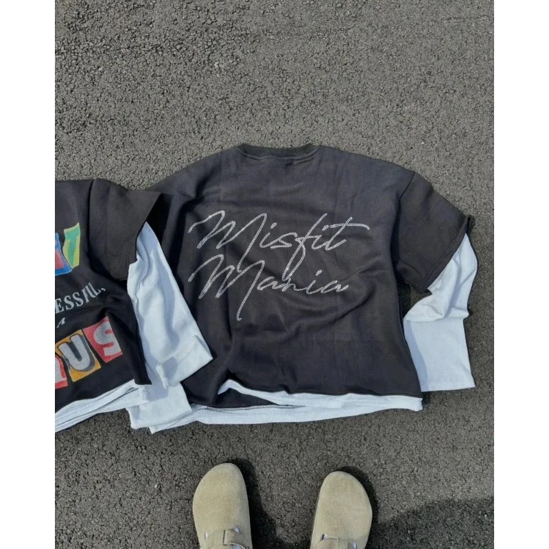 Y2K модная футболка с длинными рукавами новая в стиле хип-хоп принтом доллара