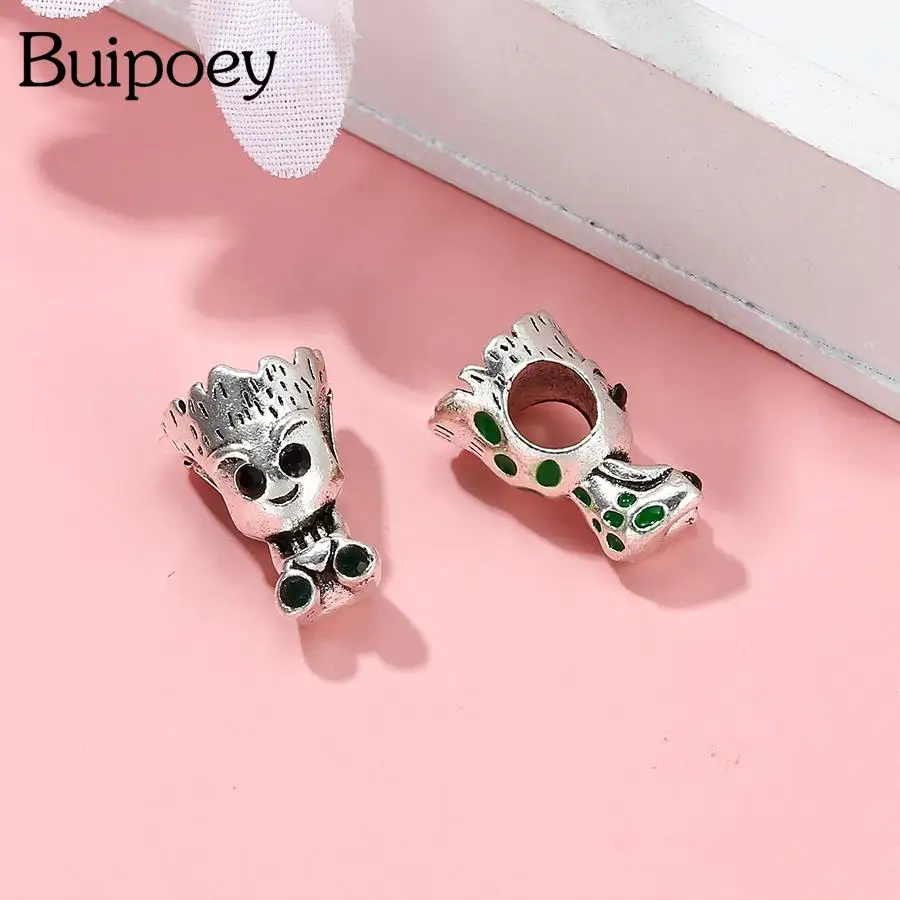 Buipoey 2 шт./лот зеленый цинковый сплав бразильские деревянные бусины Woodman