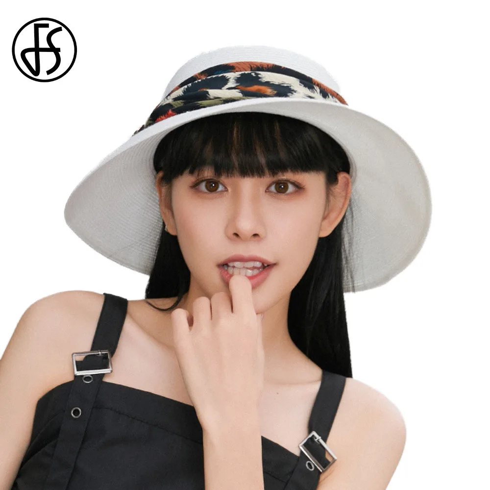 

Женская пляжная шляпка-котелок FS, шляпка от солнца с леопардовым принтом, универсальная, для отдыха и путешествий, 2022
