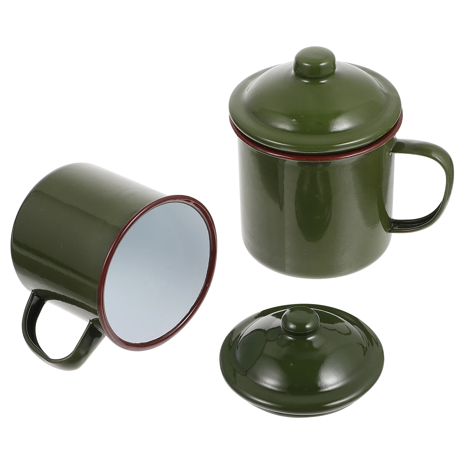 

2Pcs Household Enamel Tea Cups Water Drinking Mugs for Home Water Cups with Lid