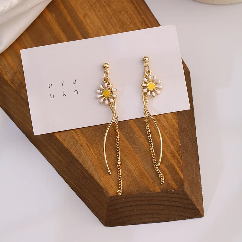 

2022 Trendy Vintage Flower Long Chain Tassel Drop Earrings for Women Girl Non Pierced Clip Earring Wedding Party Jewelry