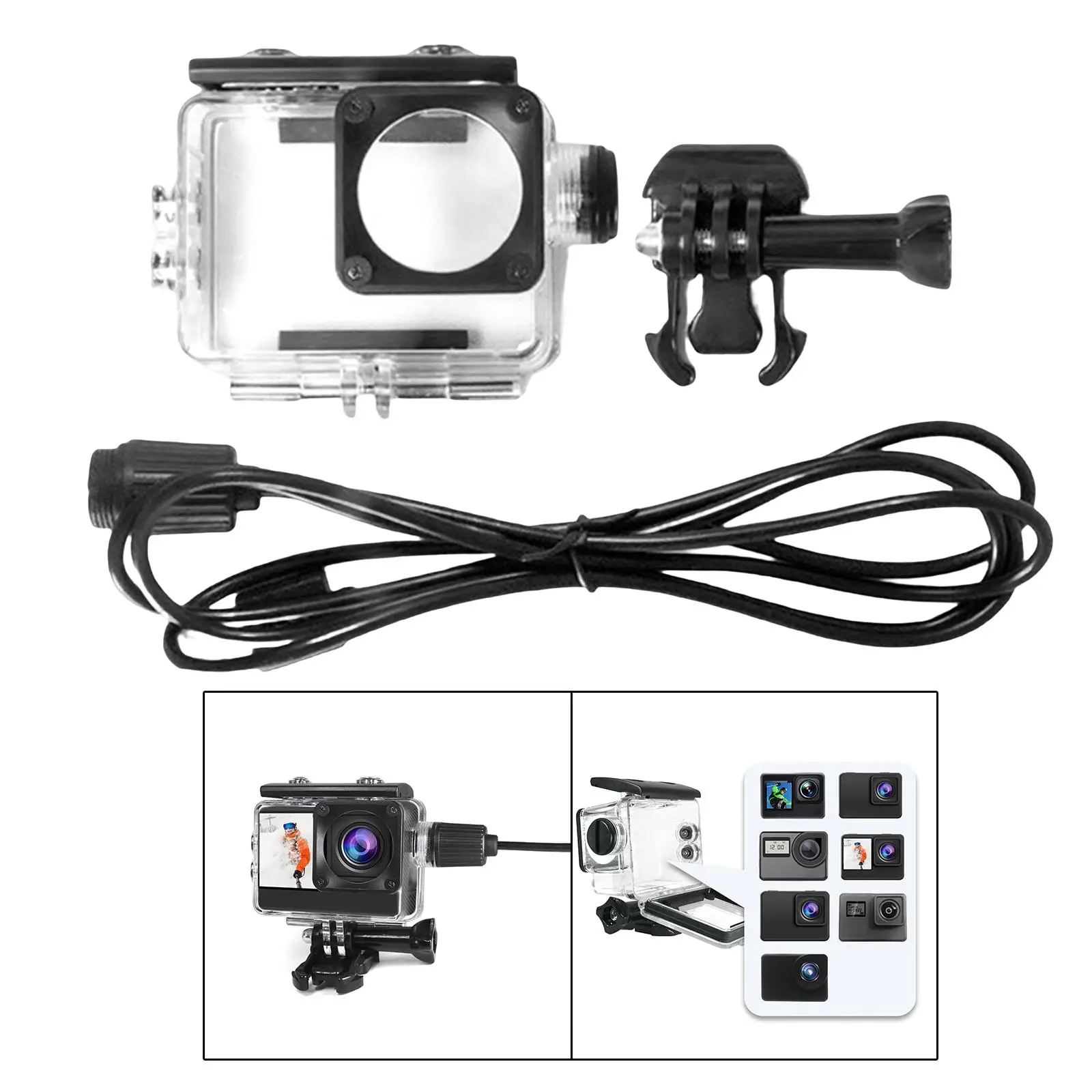 

Action Video Cameras Waterproof Housing Case, Frame Mount Shell for 4K Eis