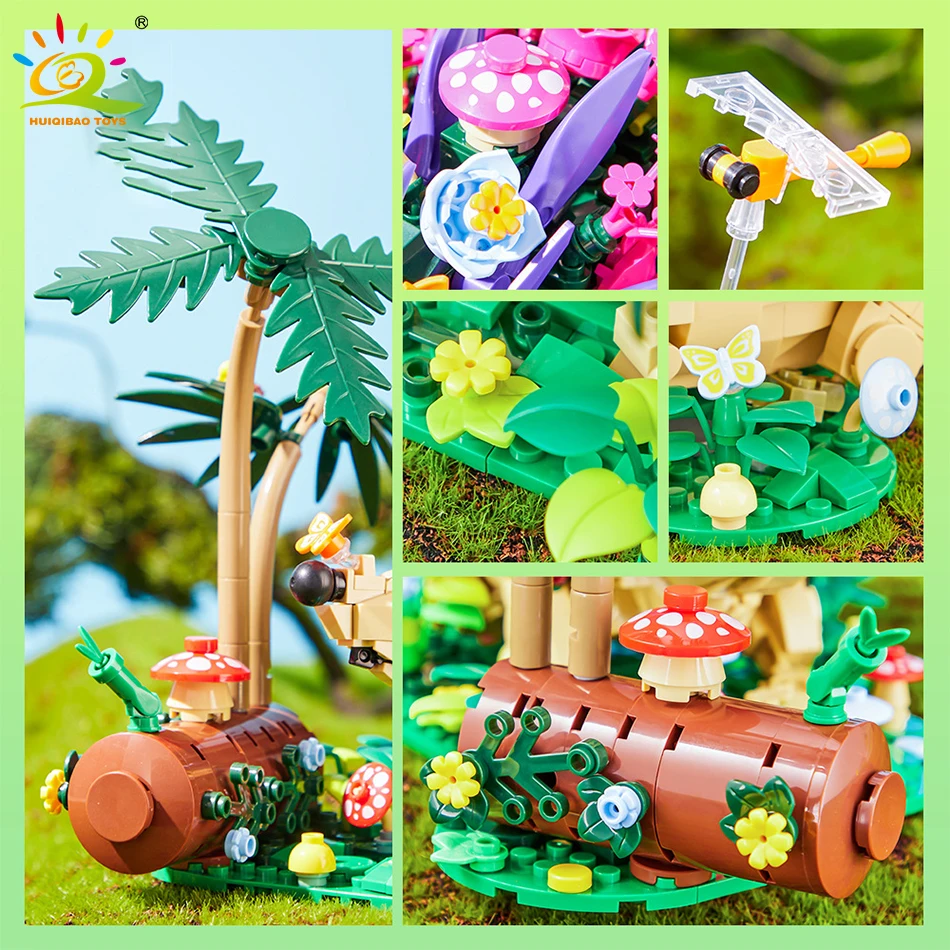 Модель строительного блока HUIQIBAO Moc цветок еж летящие пчелы животные украшение