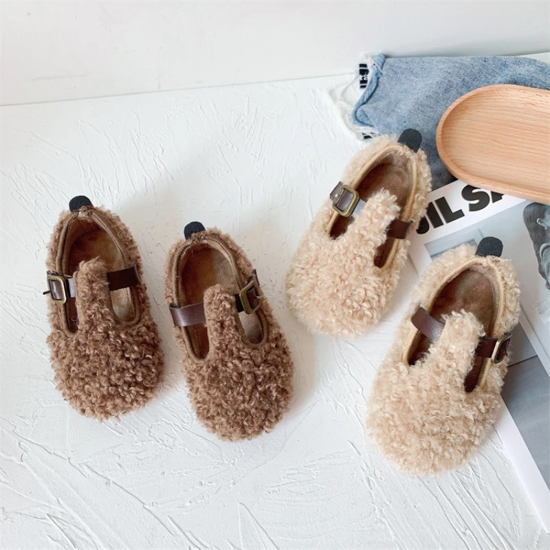 

Детская Зимняя шерстяная обувь для девочек, на плоской подошве