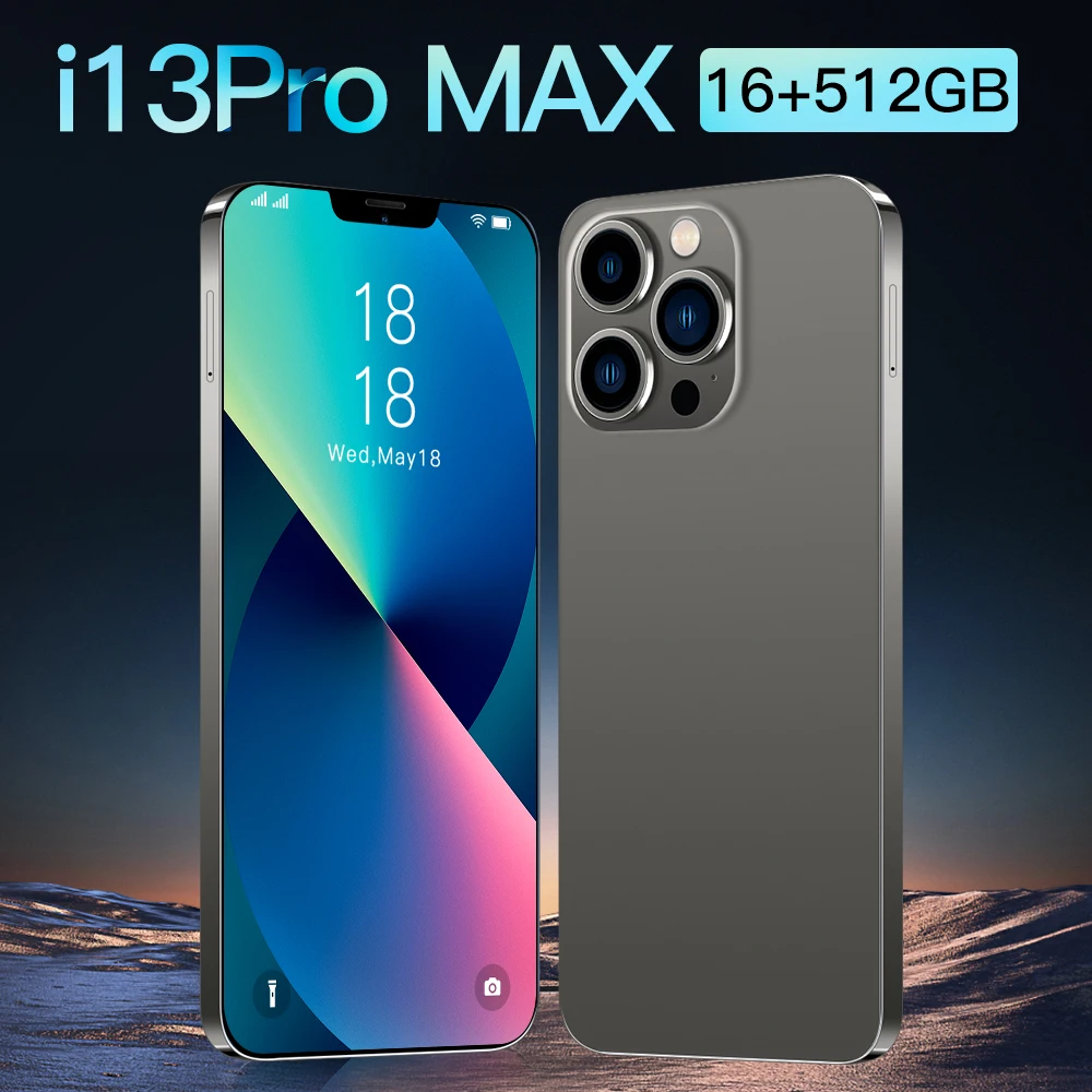 i13 pro max global version smartphone 6 7 inch 6800mah 5g 50mp 16gb 512gb unlock celular cellphone android 11 mobile phone free global shipping