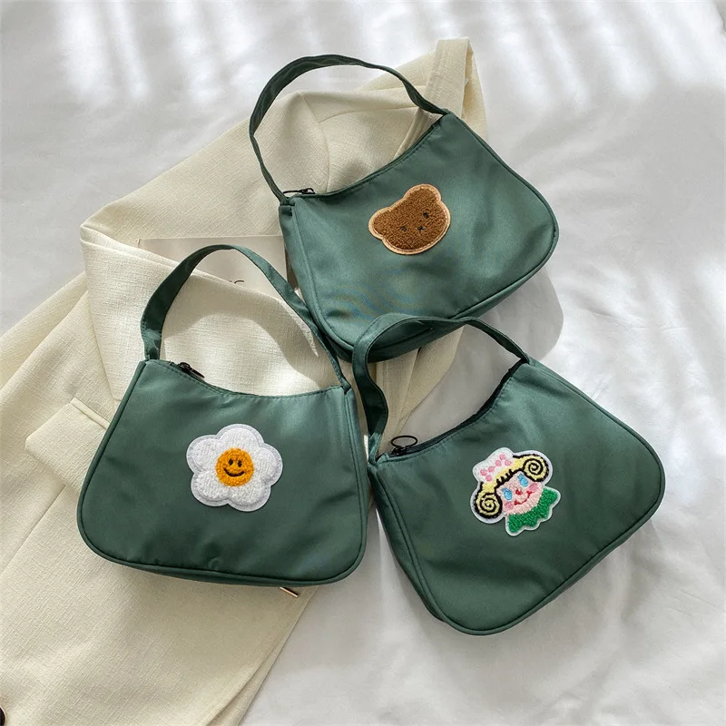 

Women's Shoulder Bag Oxford Cloth Cute Pattern Underarm Bag Simple Vintage Clutch Handbags for Women Phone Purses Shopping Bags