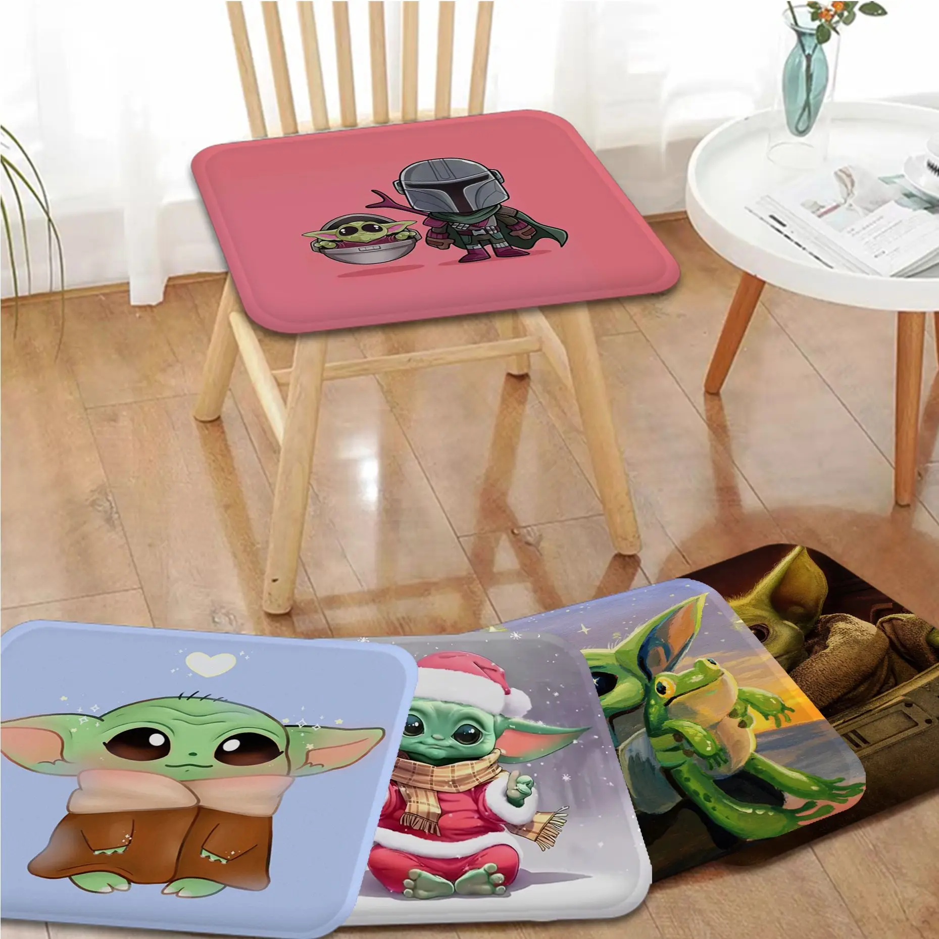 

Disney Cute Baby Yoda Tie Rope Stool Pad Patio Home Kitchen Office Chair Seat Cushion Pads Sofa Seat 40x40cm Seat Mat