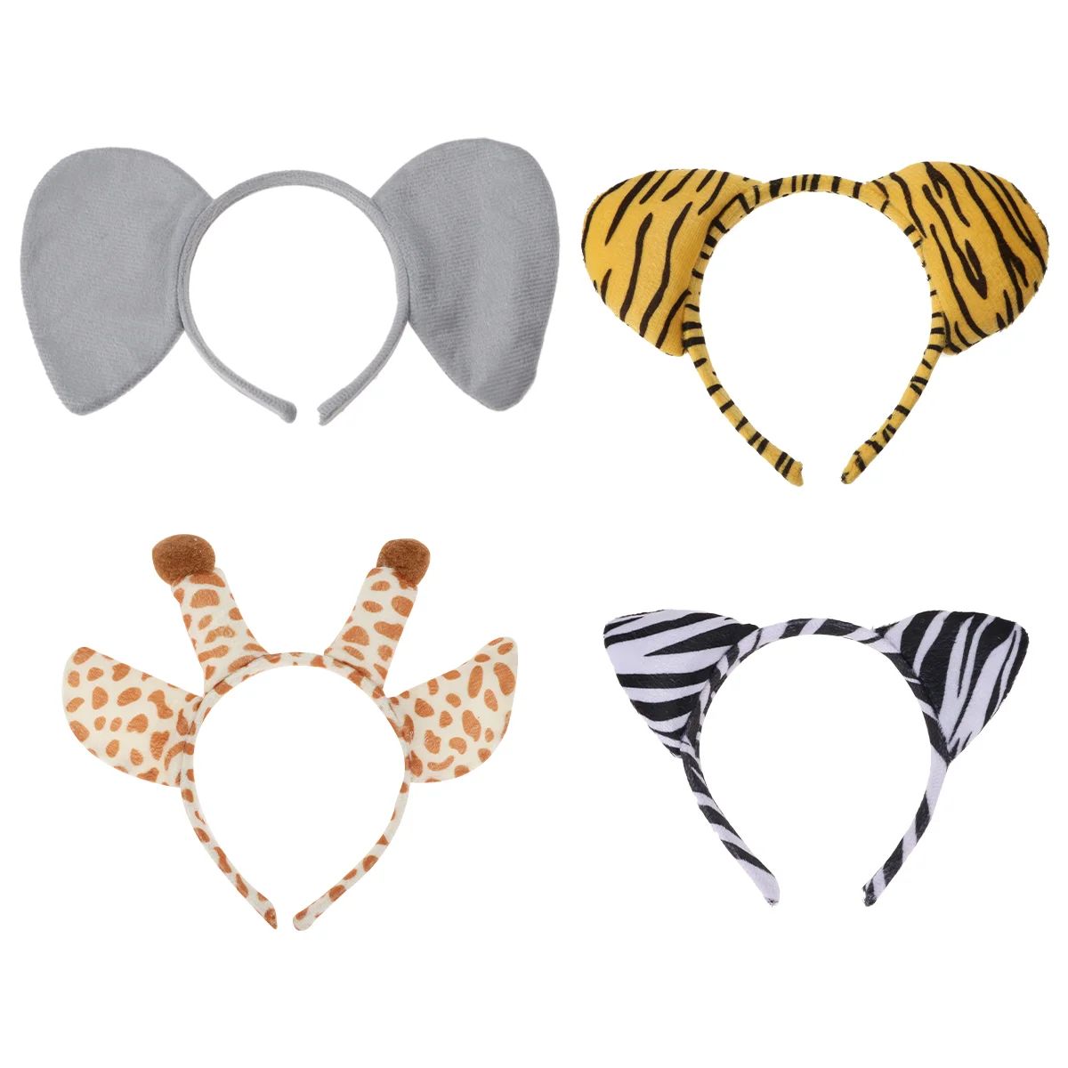 

4pcs Animal Cosplay Kids Hair Tiger Elephant Zebra Giraffe Ear Headbands