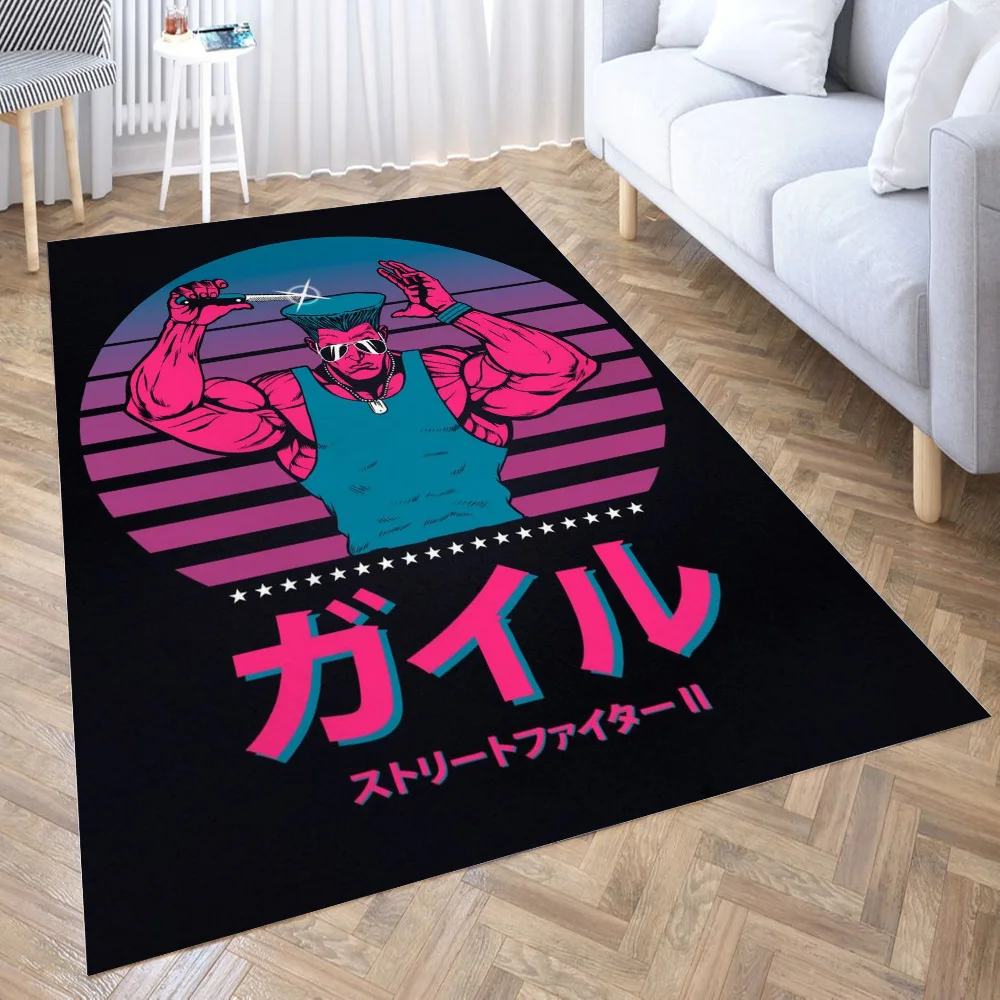 

Guile 80's style ) 3D Carpet Living Room Kitchen Entrance Door Mat Anti-slip Floor Rug Bathroom Area Hallway Mats