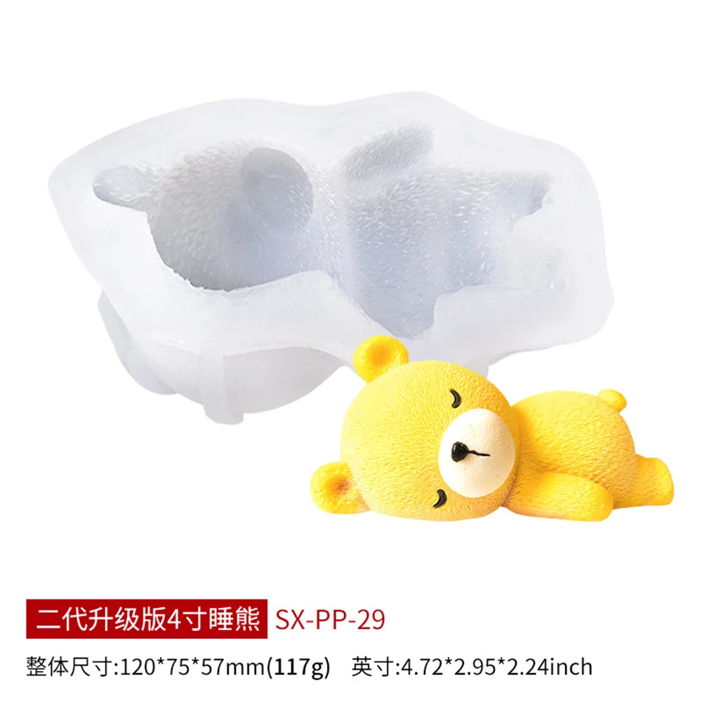 

Cute 3D Sleeping Bear Shaped Silicone Fondant Cake Decorating Mold Epoxy Resin Chocolates Molds Baking Tools Kitchen Accessories