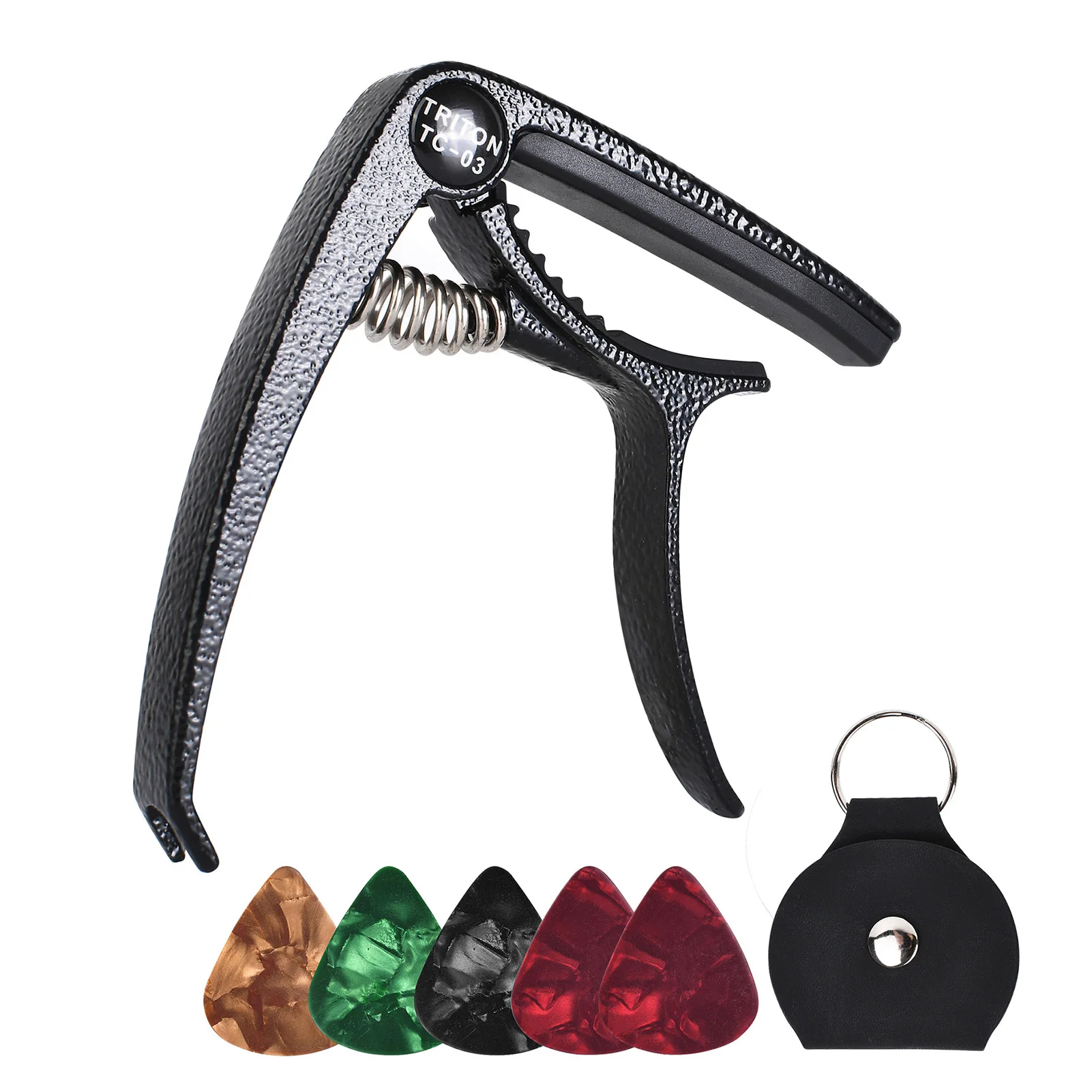 

Универсальный головной убор для одноручного искусственной гитары с кожаным держателем и 5 медиаторами, универсальные инструменты, аксессу...