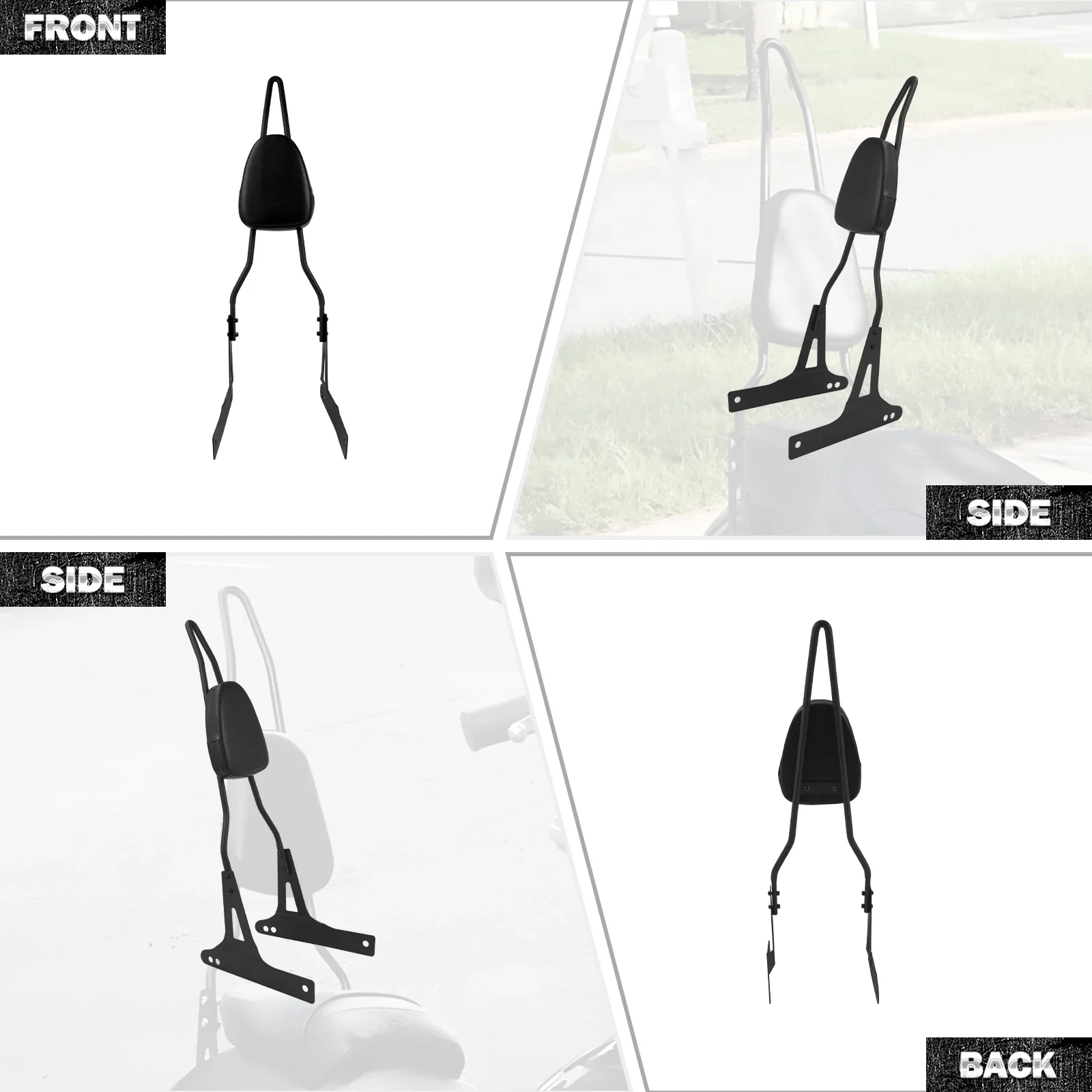 Фото Мотоциклетная черная задняя пассажирская спинка Sissy Bar с подушкой для Harley Dyna Low Rider Street Bob FXDL FXDB FLD 2006-2017 №5