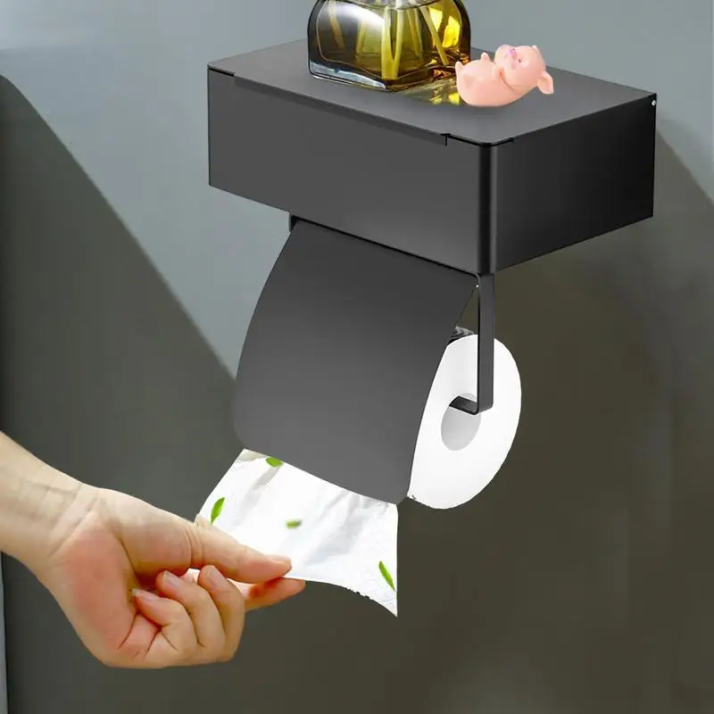 

Toilet Paper Roll Holder With Shelf Toilet Paper Holder Without Drilling With Wet Wipe Box Toilet Tissue Holder For Bathroom