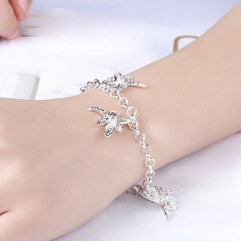 Браслет из стерлингового серебра 925 пробы с насекомыми и стрекозой изысканный