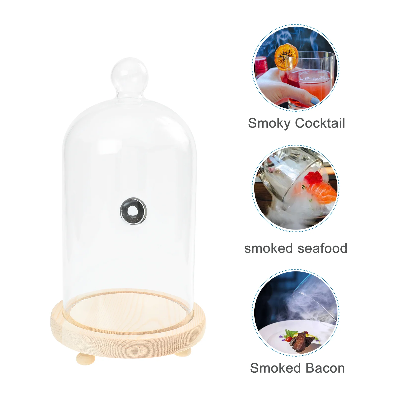 

Glass Hood Cupcake Pan Lid Food Dome Cover Cloche Tent Clear Cake Cover Wooden Dessert Dome Cover Dessert Dome Lids