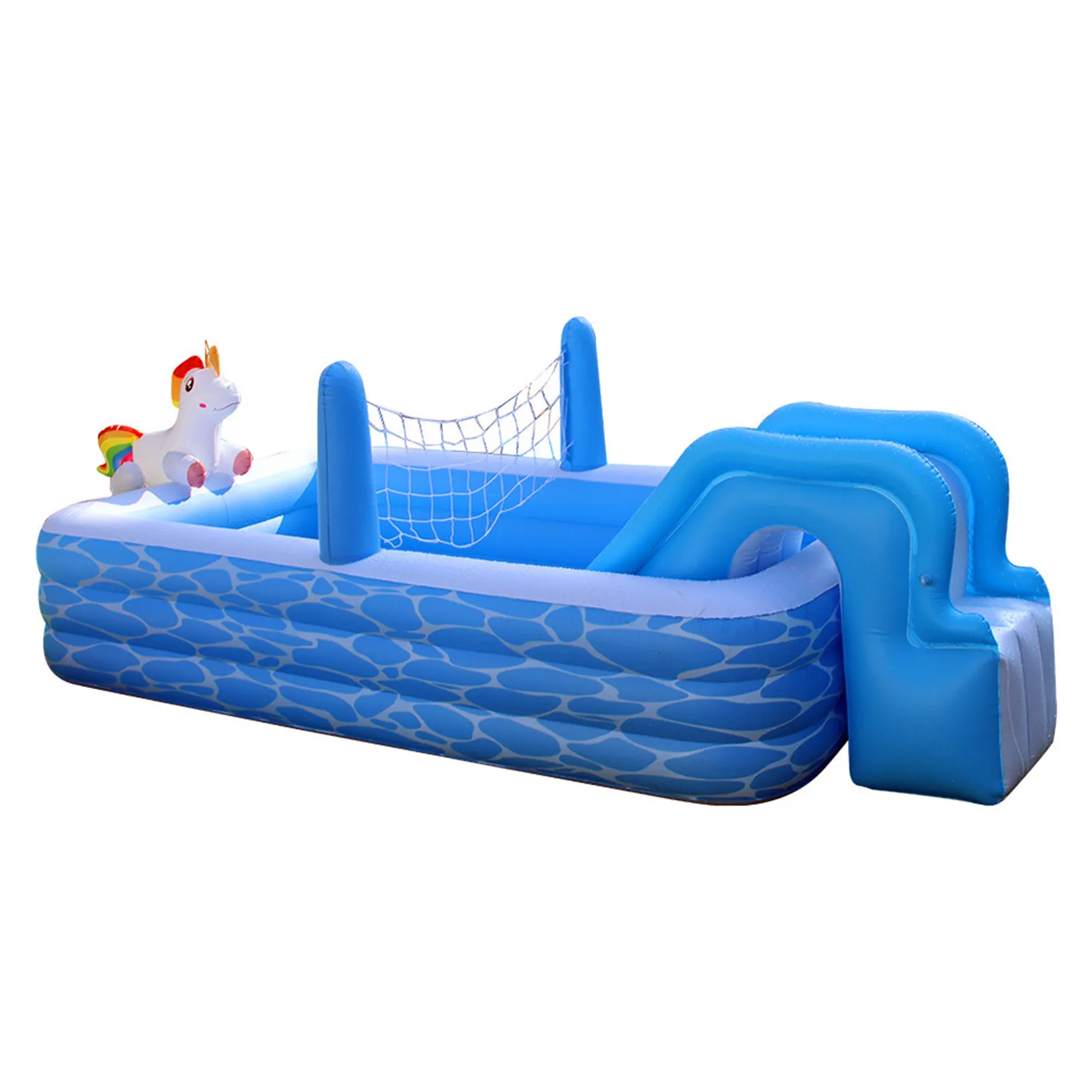 Inflatable Pool For Kids And Adults Blow Up Pool With Sprinkler Slide Volleyball Net Above Ground Swimming Lounge Pool Water