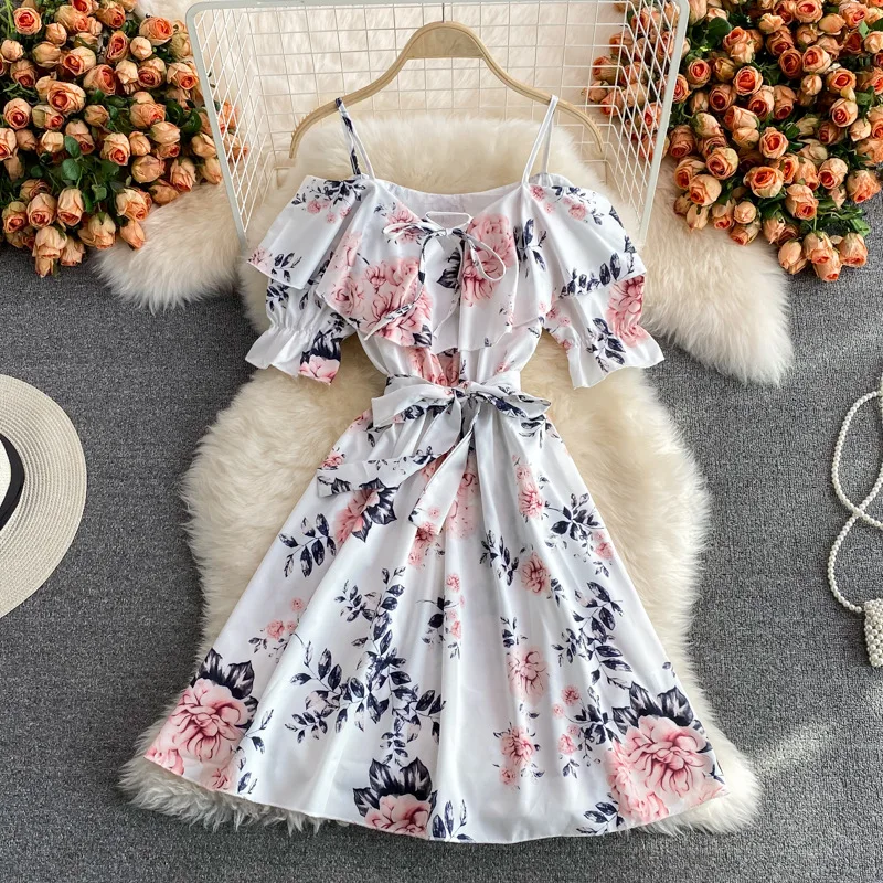 Повседневное платье в стиле бохо с цветочным принтом для женщин летнее шикарное