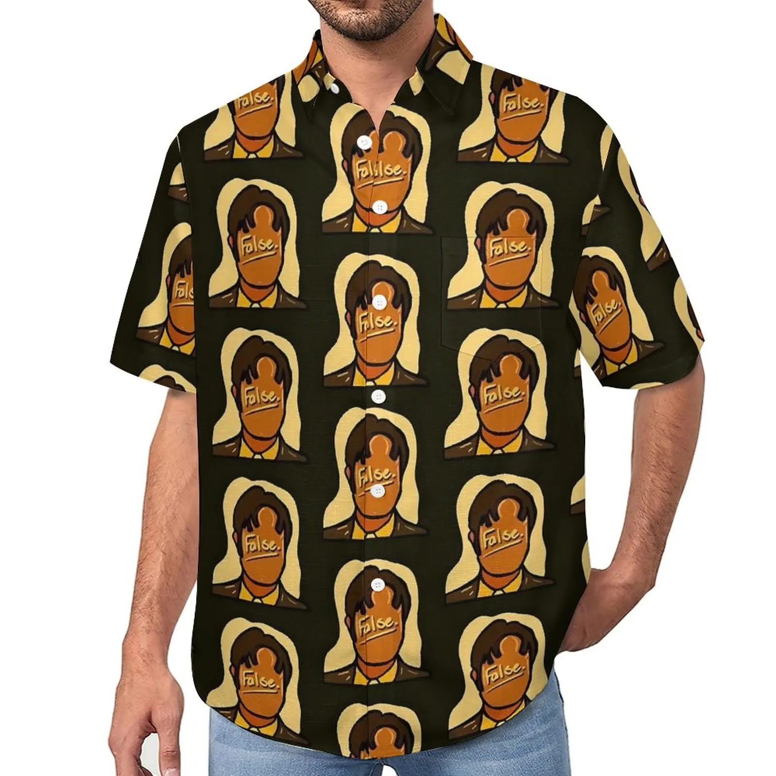 

Dwight Schrute Beach Shirt False Office Employee Summer Casual Shirts Streetwear Blouses Short-Sleeved Custom Clothes Plus Size