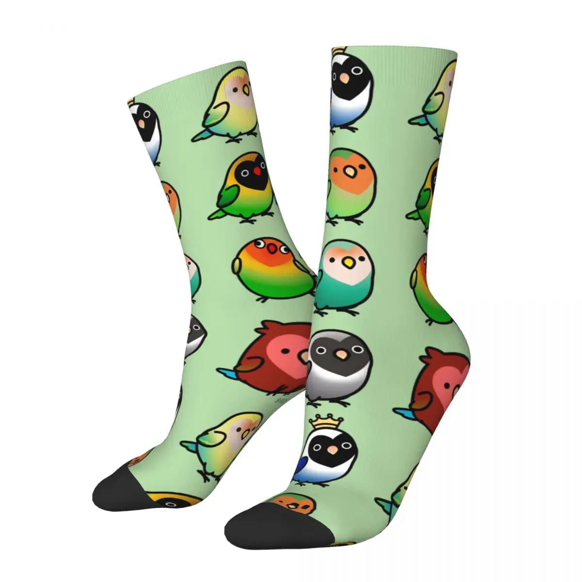 

Funny Crazy Sock for Men Chubby Lovebirds Hip Hop Vintage Parrot Happy Seamless Pattern Printed Boys Crew compression Sock