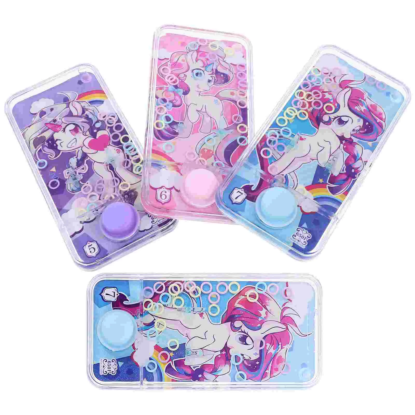 

4 Pcs Water Ring Toy Handheld Game Travel Games Toss Kids Educational Toys Essentials Puzzle Unicorn