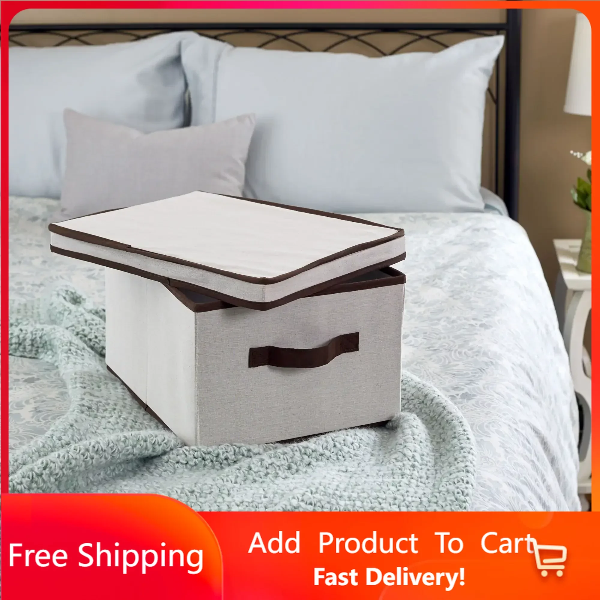 

Household Essentials Large Canvas Storage Box with Brown Trim Rapid Transit