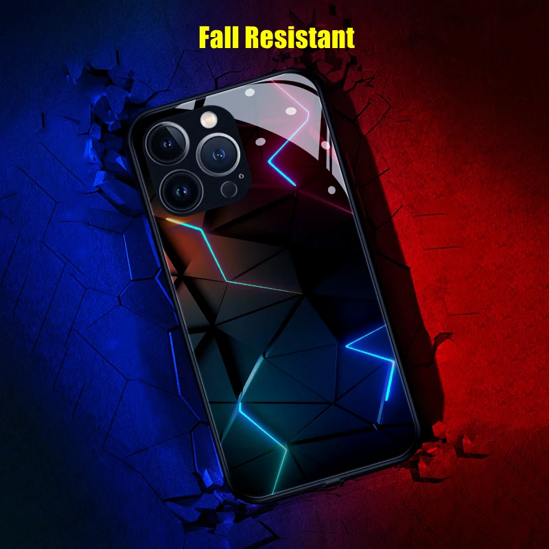 Luxury Geometry LED Light Glowing Luminous Phone Case for OnePlus 6 6T 7 7T 8 8T 9 9T 10 ACE Nord 2 N10 N20 N200 Pro Cover