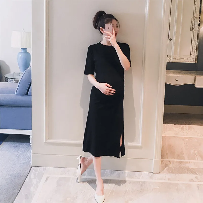Платье для беременных летнее модное платье с круглым вырезом облегающее макси |