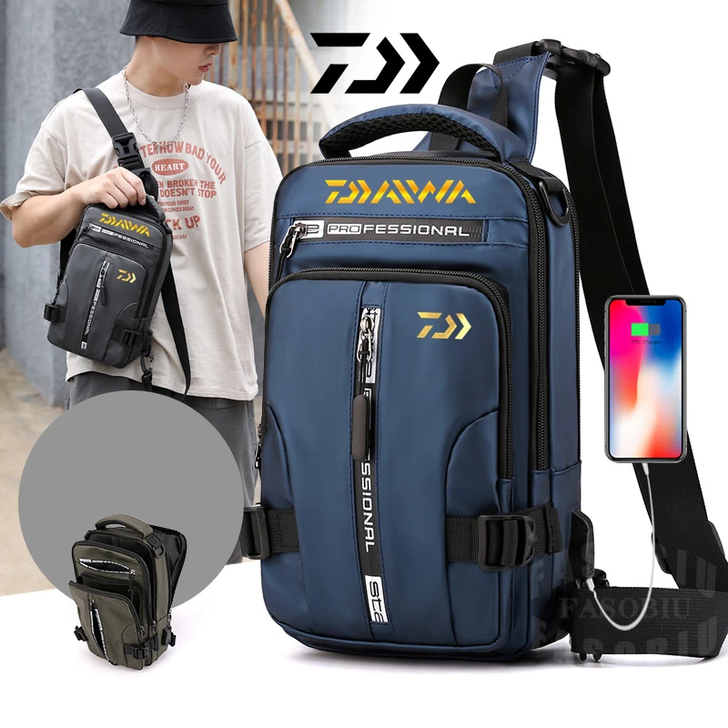 

Daiwa Fishing Bag New Chest Bag Men's USB Rechargeable Backpack Fashion Casual One-shoulder Messenger Sports Fishing Bag