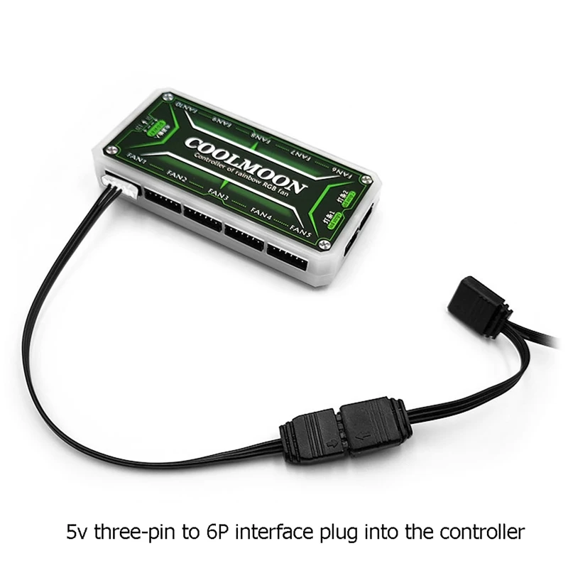 

Small 4Pin/6Pin to 5V ARGB 3Pin Fan Controller Adapter Cable for Coolmoon 5V Three-pin to 4pin/6Pin Controller Adapter