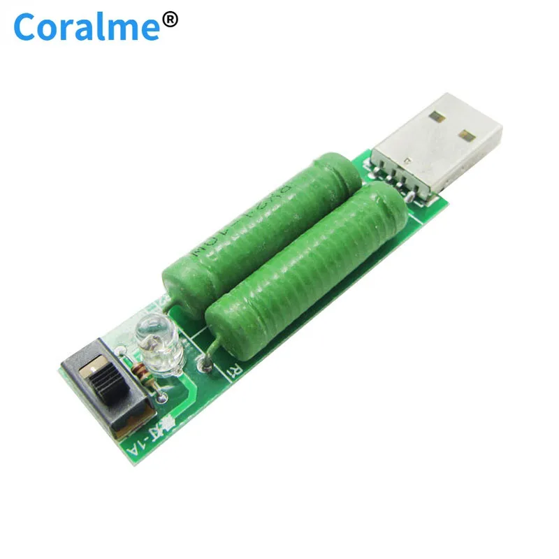 USB мини-разрядный нагрузочный резистор 2A/1A с переключателем 1A зеленый светодиод 2A