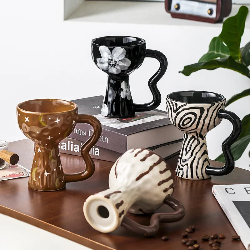 

Nordic Retro Goblet Office Coffee Mug Ceramic Handmade Creative Home Outdoor Dessert Ice Cream Cup Home Decoration Accessories