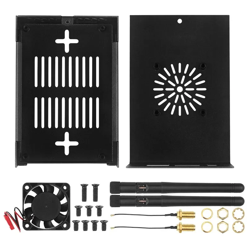 Оранжевый Pi 5B металлическая фотография с вентилятором охлаждения