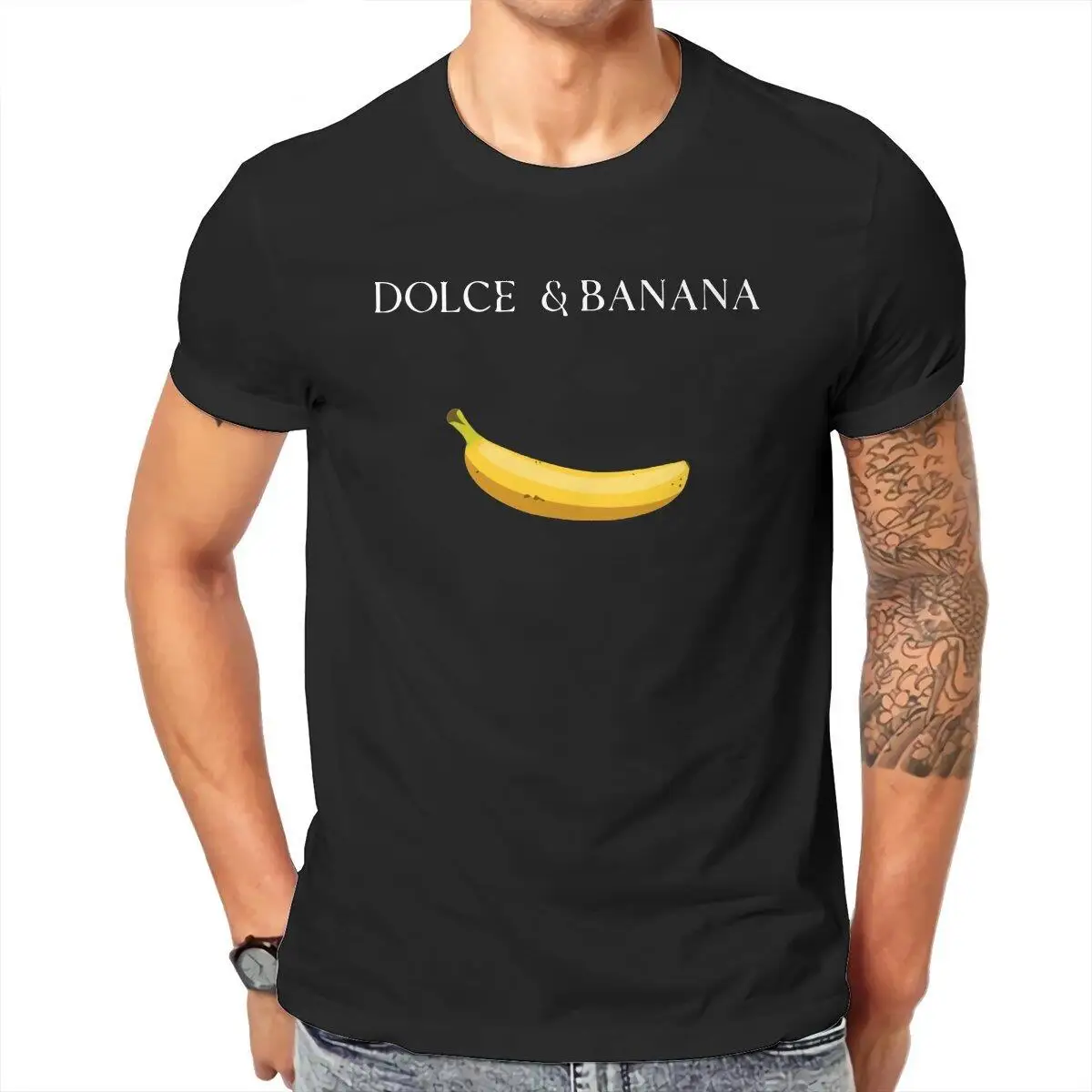 Dolce Banana Premium T-Shirt for Men  Vintage Cotton Tees Crew Neck Short Sleeve T Shirt Summer Clothing