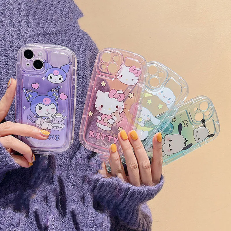 Симпатичный чехол Sanrio Hello kitty с героями мультфильмов Kuromi Melody для iPhone 15 12 13 Mini 14 Pro Max