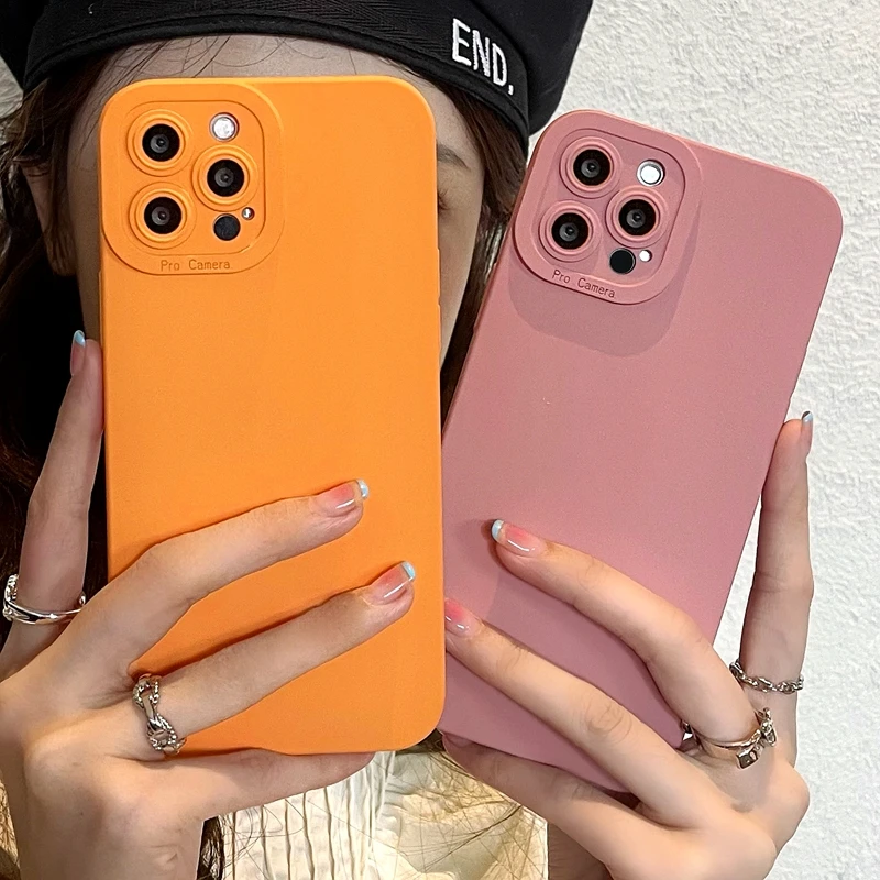 

Luxury Soft Matte Phone Case For iphone 11 12 13 Pro Max XS X XR 7 8 Plus SE 2020 Candy Shockproof Bumper Back Cover