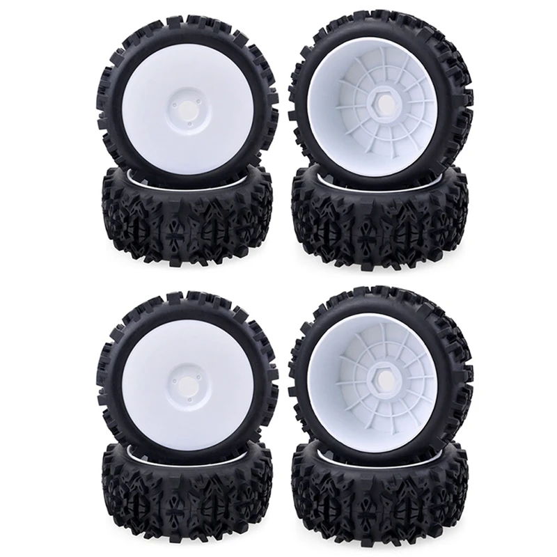 

8Pcs 17Mm Hub Wheel Rim & Deep Tooth Tire For 1/8 Off-Road RC Car Buggy Redcat Team Losi VRX HPI Kyosho HSP Hobao Carson