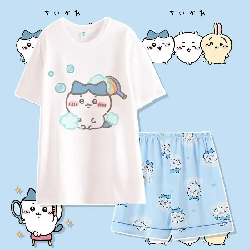 Пижамный комплект Chikawa Ji Ikawa женский из трех предметов хлопковые шорты с коротким