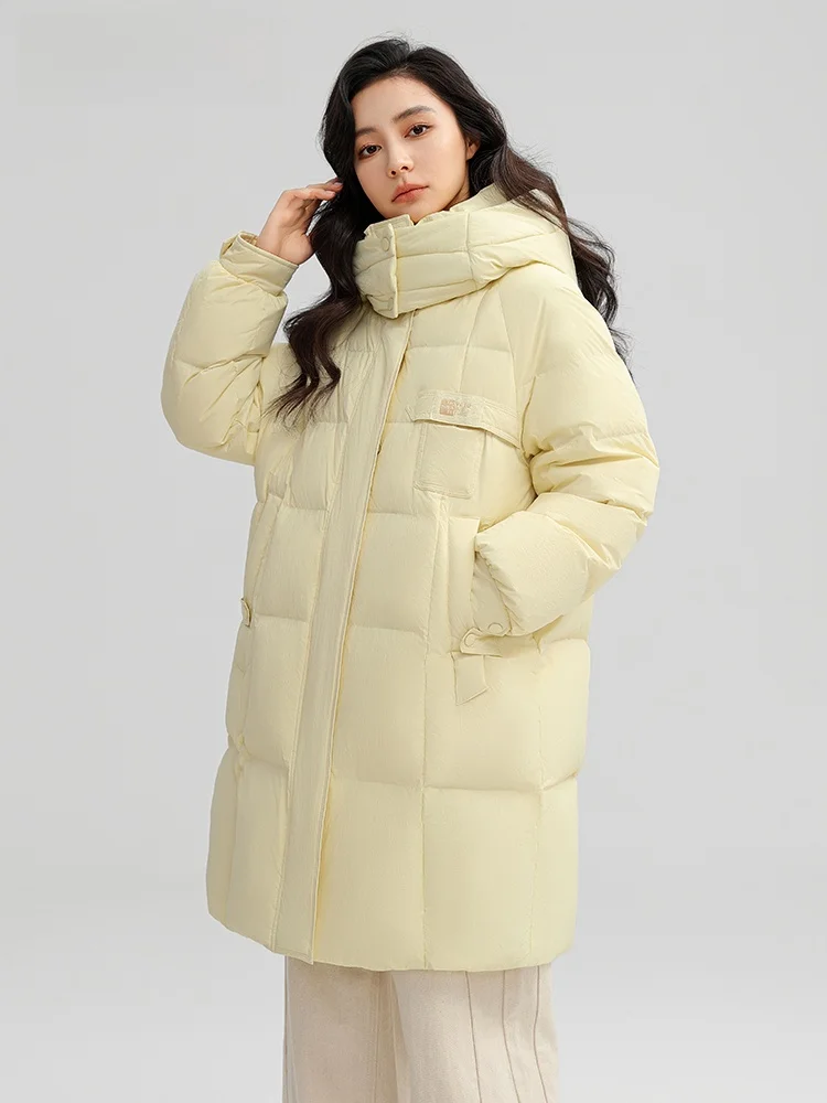 Женская куртка на утином пуху новинка 2024 белый утиный пух средней длины