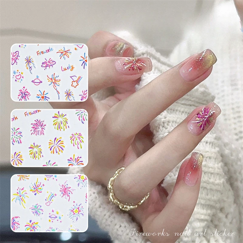 10 шт. рельефные наклейки для ногтей с эффектом фейерверка