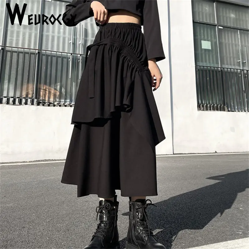 

Женская Двухслойная юбка с высокой талией, трапециевидная юбка средней длины в уличном стиле, лето 2023