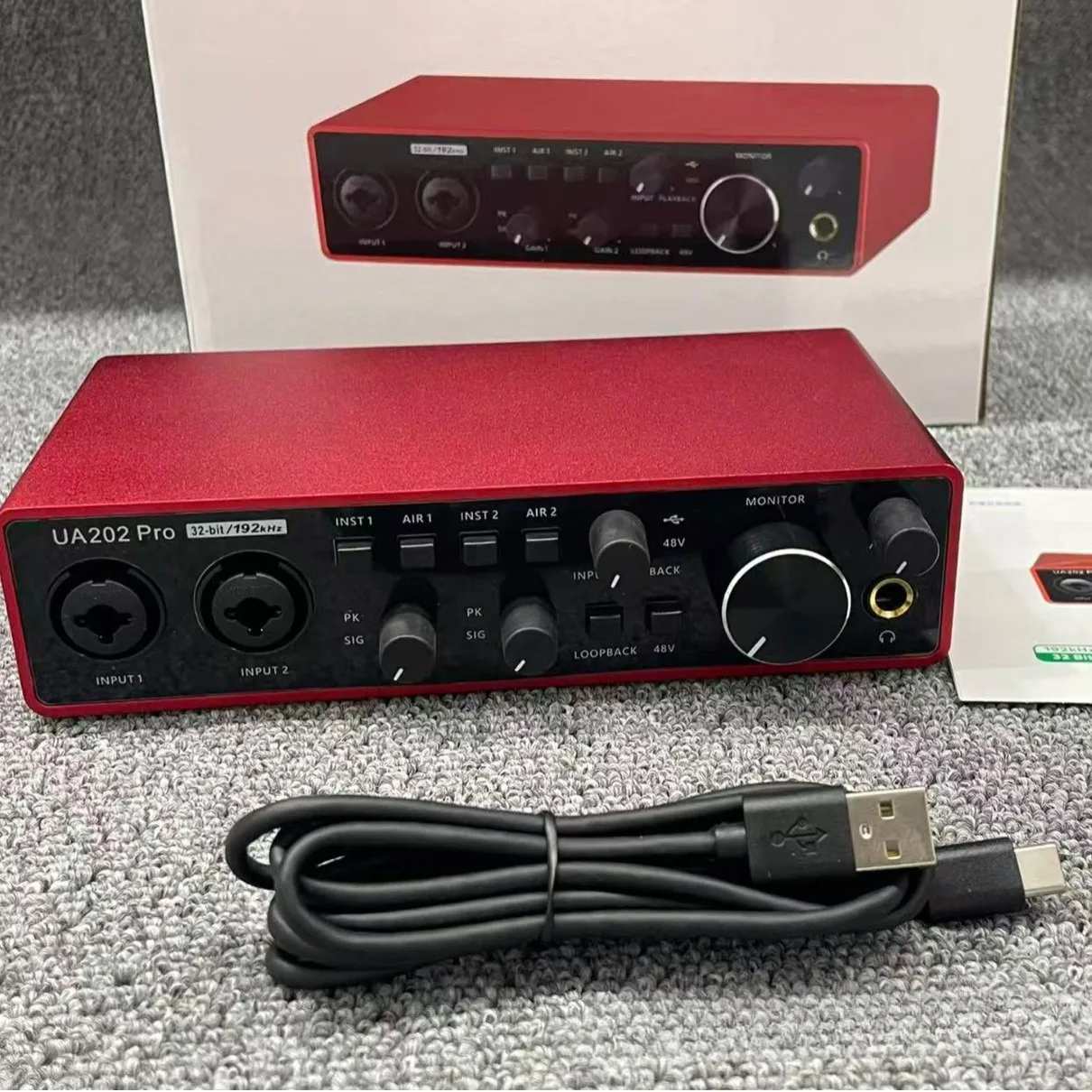 Фото Профессиональная звуковая карта UA202 Pro с USB-аудиоинтерфейсом и фантомным питанием 48В для живых выступлений, студийной записи и подкастов №1