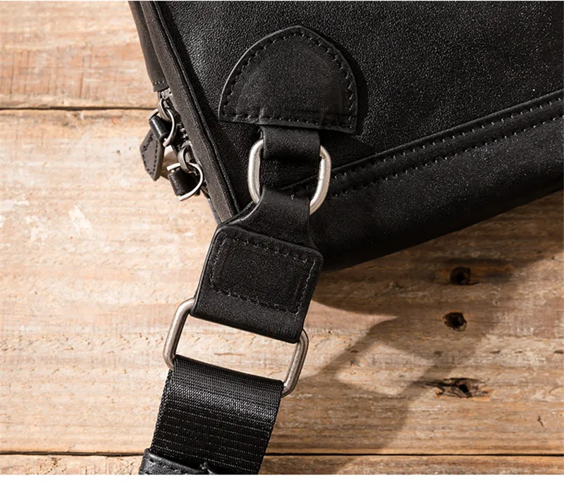 Simple casual designer natural genuine leather men's black messenger bag summer youth daily outdoor real cowhide shoulder bag