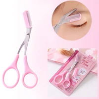 1pcs eyebrow trimming with scissors stainless steel eyebrow shaping shaver clips razor facial hair removal makeup accessories