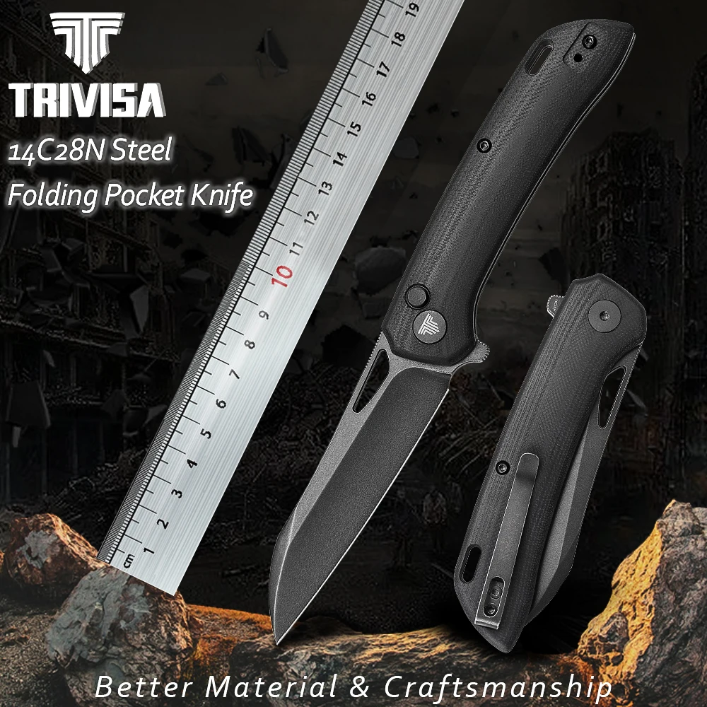 TRIVISA Folding Pocket Flipper Knife for Men with Clip,3.54