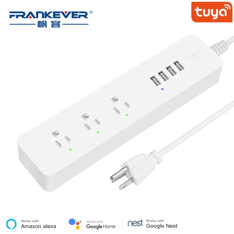 

Умный удлинитель FrankEver с поддержкой Wi-Fi, 3 порта USB + 4 порта